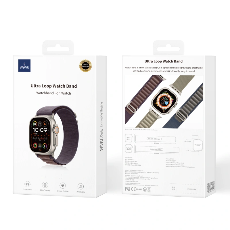 Correa WIWU Trail Loop Malla de tela para Apple Watch 42–44–45–49mm - Imagen 6