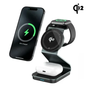 Cargador Inalámbrico 3 En 1 (Qi2) Para iPhone Apple Watch AirPods