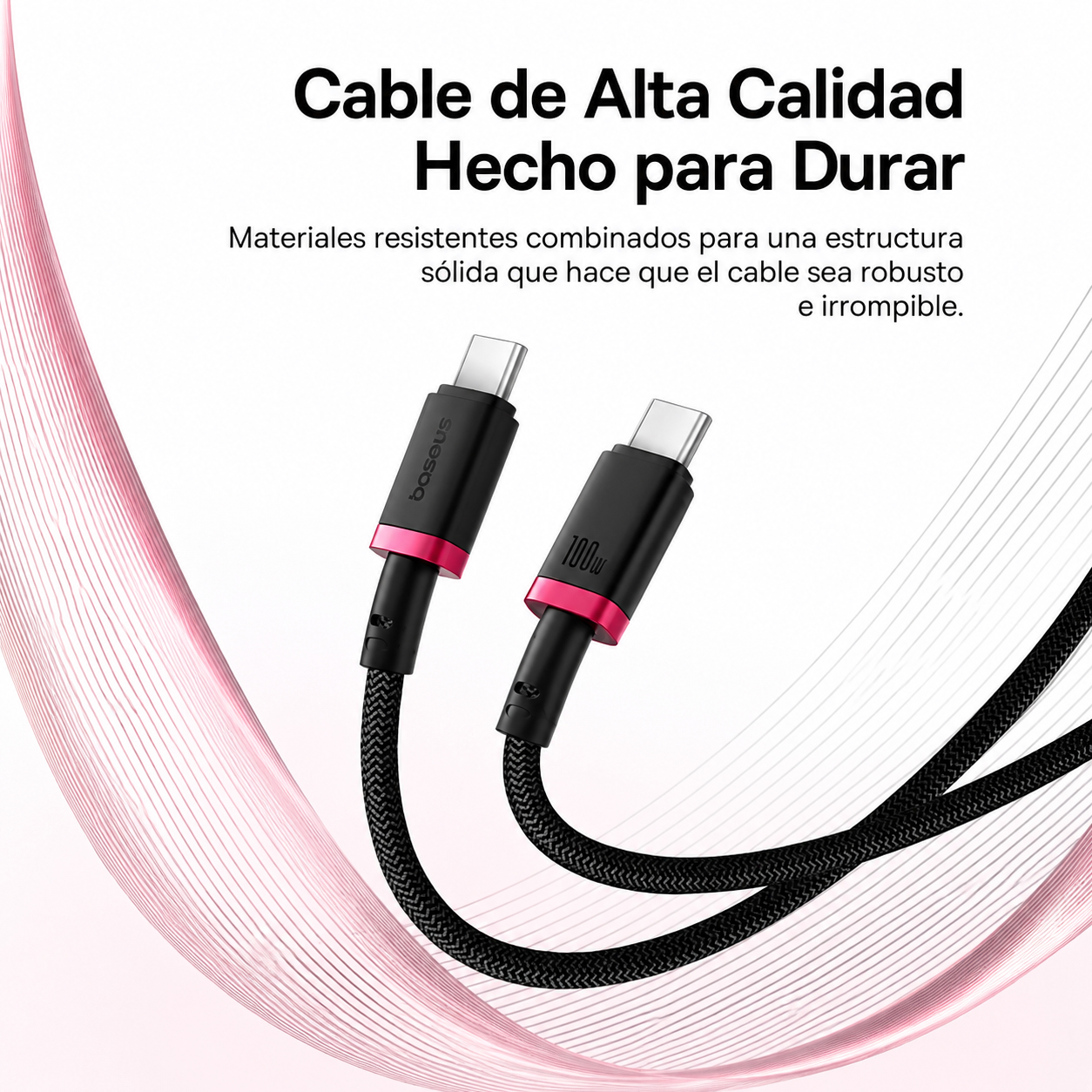 Cable Certificado BASEUS USB-C 20W 100W 480Mbps 2Metros - Imagen 2